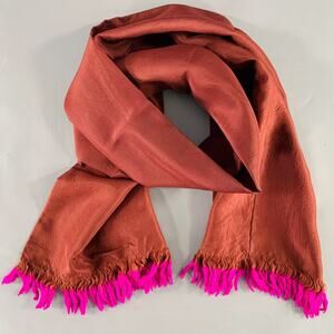 DRIES VAN NOTEN Brown Fuchsia Fringe Silk Scarf